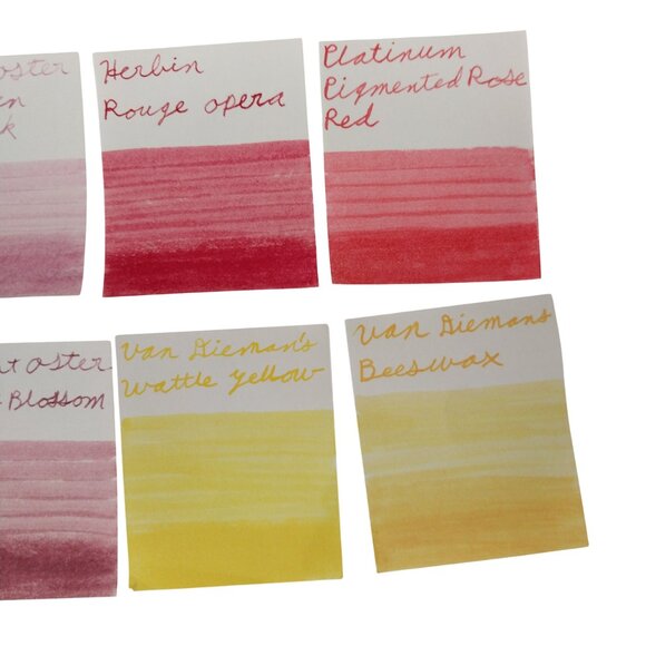 Bundle of 9 Fountain Pen Ink Samples Variety Pack Pink and Yellow Inks - Picture 7 of 7